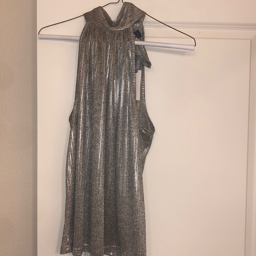 Maeve Anthropologie silver halter top in a size M